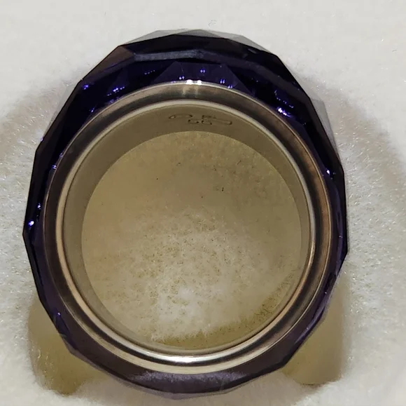 Swarovski Rhodium Plated Crystal Nirvana Purple Velvet Ring Size 7 - Picture 4 of 13